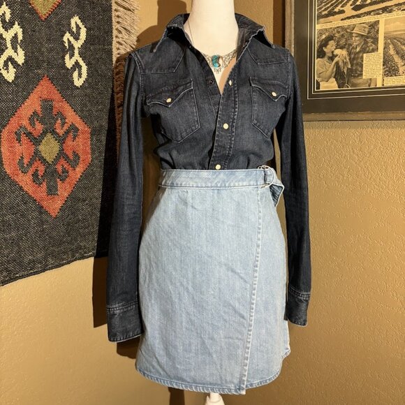 Denim Wrap Skirt Size 2 (Small) - Picture 1 of 4